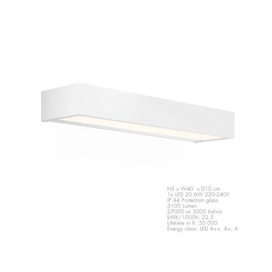Badezimmer LED Wandleuchte / Spiegelleuchte in Weiß-Matt 40cm breit