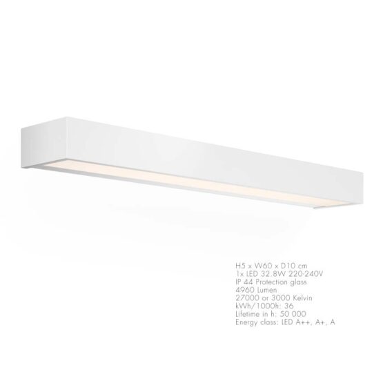 Badezimmer LED Wandleuchte / Spiegelleuchte in Weiß-Matt 60cm breit