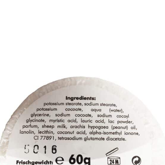 Inhaltsstoffe Bio Schafmilch Rasierseife hergestellt in Österreich 60gr