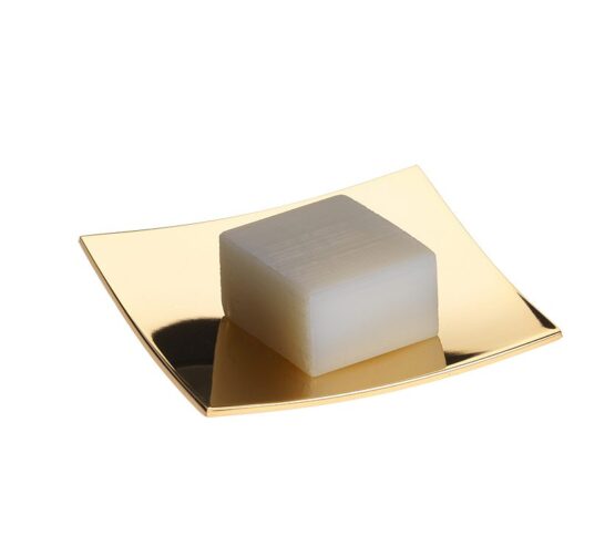 Seifenschale STACK IT quadratisch in 24 Karat Gold mit weißer Seife