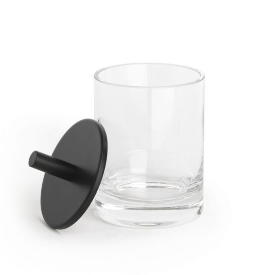 Kristallglas-Dose ROUND UP mit schwarz-mattem Deckel