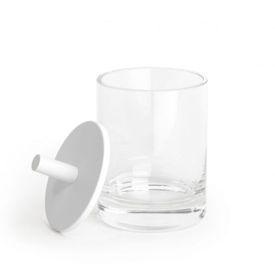 Kristallglas-Dose ROUND UP mit weiß-mattem Deckel