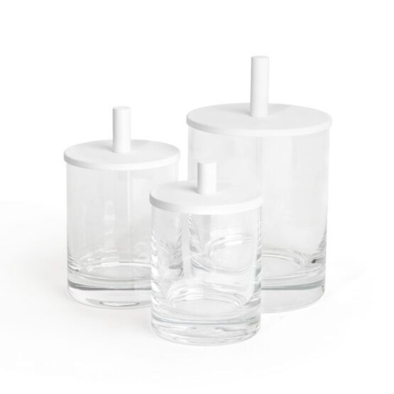Kristallglas-Dose ROUND UP mit weiß-mattem Deckel in verschiedenen Größen