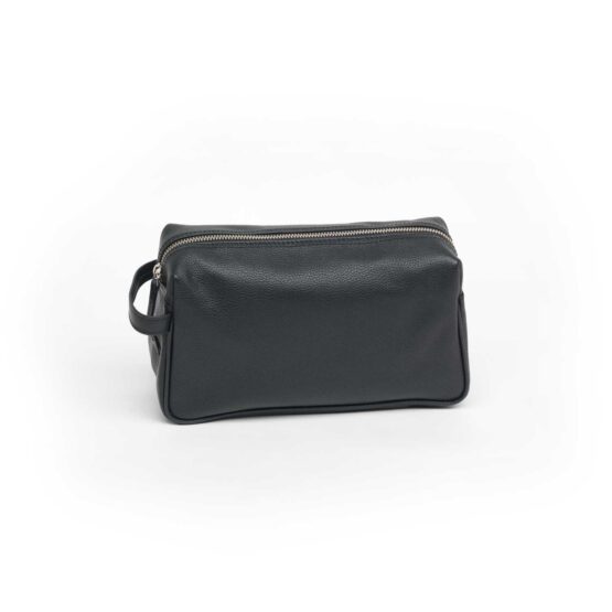Toilet bag in black from noble Madras leather in Small