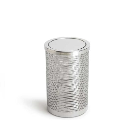 Abfalleimer / Gästetuchbehälter PIN in Medium mit Schwingdeckel gefertigt aus Edelstahl in Italien