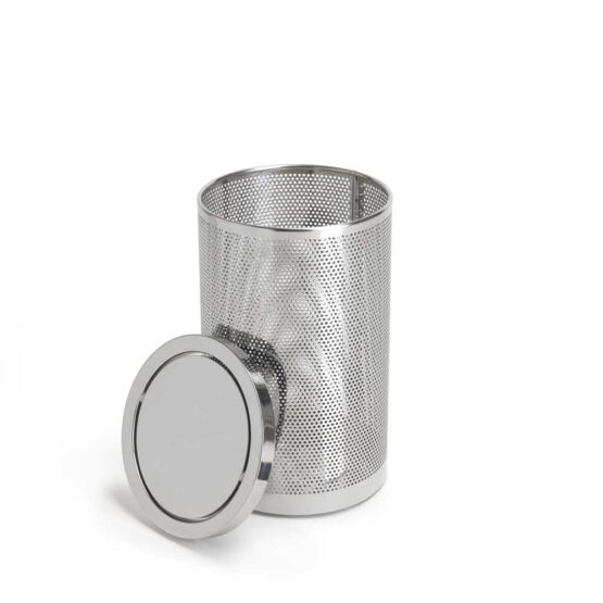 Abfalleimer / Gästetuchbehälter PIN in Medium mit Schwingdeckel gefertigt aus Edelstahl in Italien