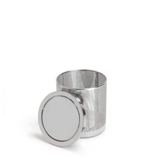 Abfalleimer / Gästetuchbehälter PIN in Small mit Schwingdeckel gefertigt aus Edelstahl in Italien