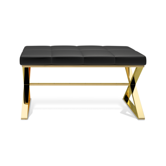 Bench BENCH of Decor Walther in gold with black leather cover
