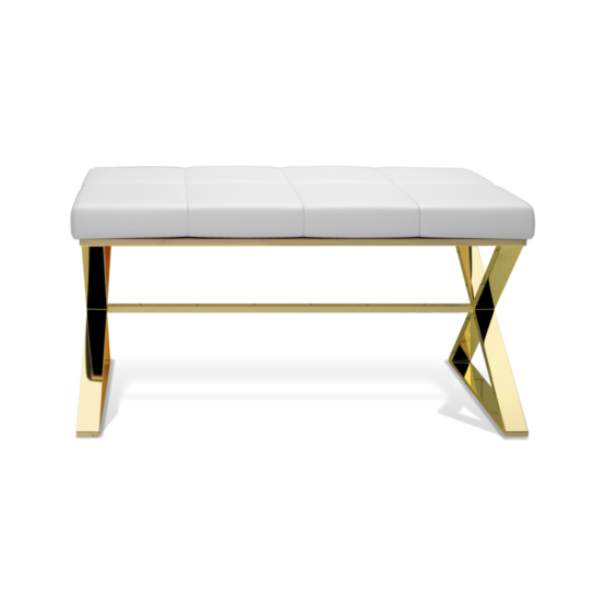 Bench BENCH by Decor Walther in gold with white leather upholstery