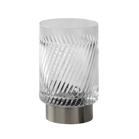 Luxury glass tumbler made of crystal glass and brass in nickel matt by Cristal & Bronze from the Infini series