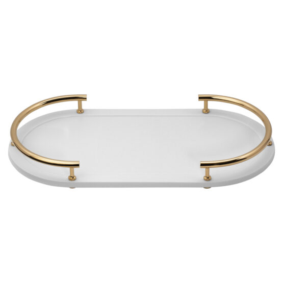 Luxury vanity tray made of porcelain and brass in gold by Cristal & Bronze from the Hemisphere series