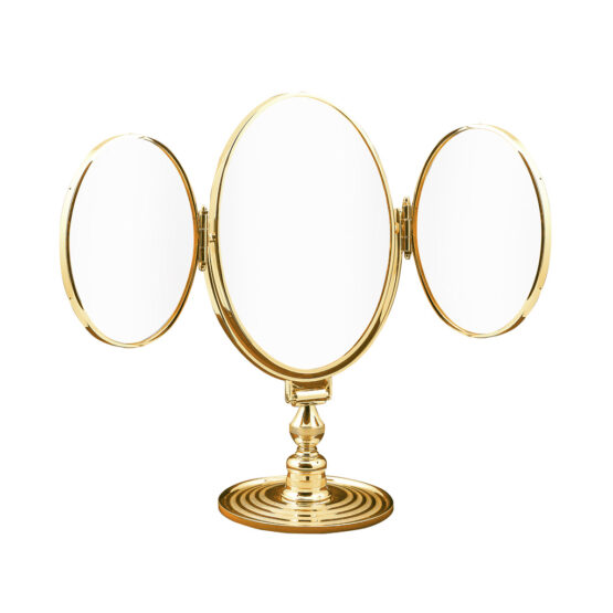 Luxus Kosmetikspiegel 3-teilig aus Messing in Gold aus der Serie FS01 von Cristal & Bronze