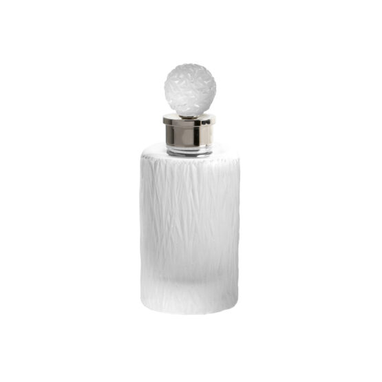 Luxury perfume bottle made of glass and brass in nickel by Cristal & Bronze from the Bambou series
