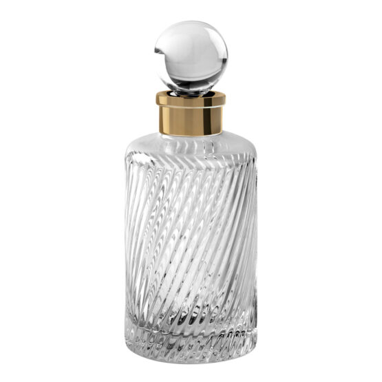 Luxus Parfümflasche aus Kristallglas und Messing in Gold von Cristal & Bronze aus der Serie Infini