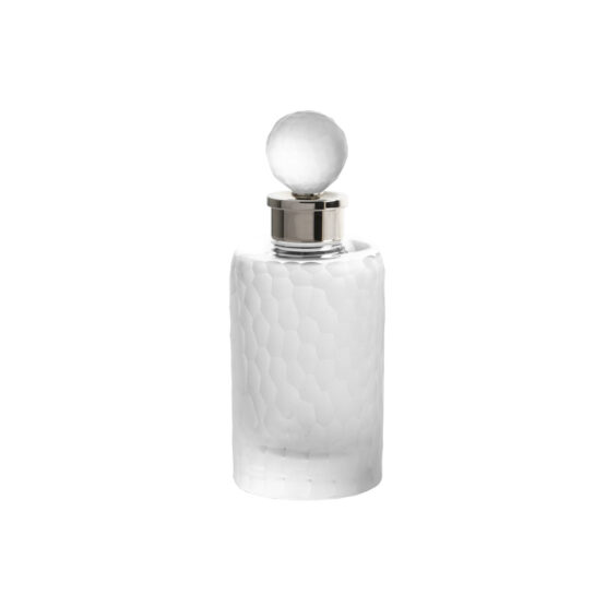Luxus Parfümflasche aus Glas und Messing in Nickel von Cristal & Bronze aus der Serie Nid d'Abeilles