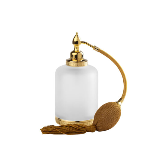 Luxury room spray made of glass and brass in gold by Cristal & Bronze from the Satine Cisele series