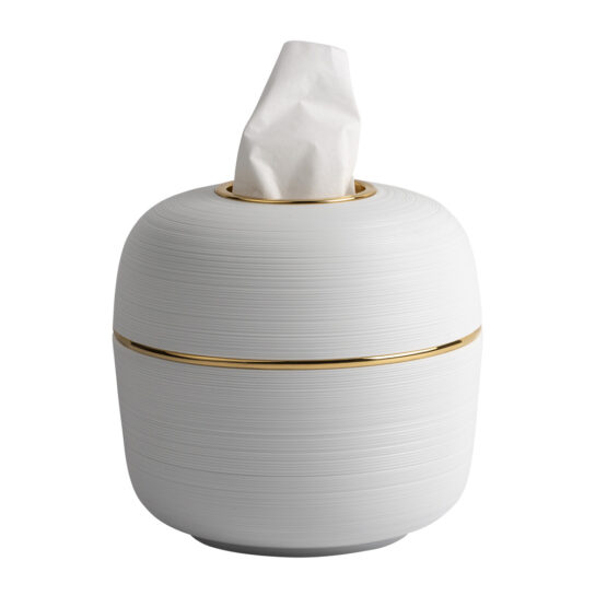 Luxury tissue box made of porcelain and brass in gold by Cristal & Bronze from the Hemisphere series