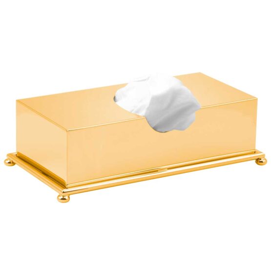 Luxus tissue box made of Brass in Gold from the FS01 series by Cristal & Bronze