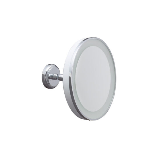 Luxus wall mounted makeup mirror made of Brass in Chrome from the FS01 series by Cristal & Bronze
