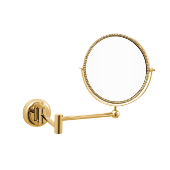 Luxus wall mounted makeup mirror made of Brass in Gold from the FS01 series by Cristal & Bronze