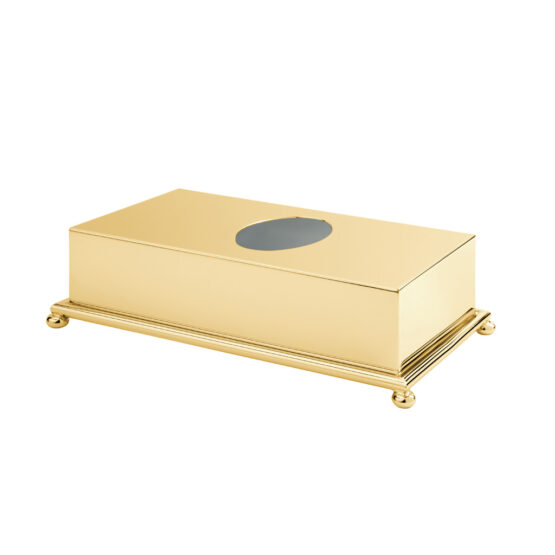 Luxus wall mounted tissue dispenser made of Brass in Gold from the FS01 series by Cristal & Bronze
