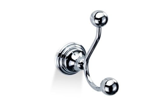 Brass Double Towel Hook in Chrome by Decor Walther from the Classic series