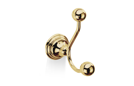 Brass Double Towel Hook in Gold by Decor Walther from the Classic series