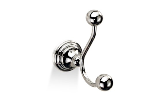 Brass Double Towel Hook in Nickel polished by Decor Walther from the Classic series