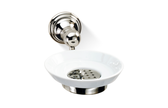Brass and Porcelain Wall Mounted Soap Dish in Nickel polished by Decor Walther from the Classic series