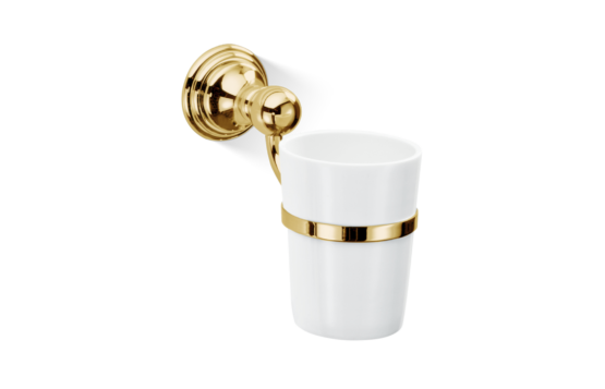 Brass and Porcelain Wall Mounted Tumbler in Gold by Decor Walther from the Classic series