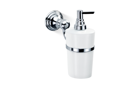 Brass and Porcelain Wall Mounted Soap Dispenser in Chrome by Decor Walther from the Classic series