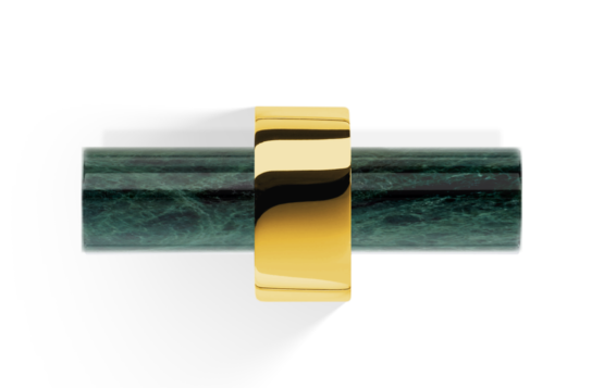 Brass and Marble Double Towel Hook in Gold and Green by Decor Walther from the Century series