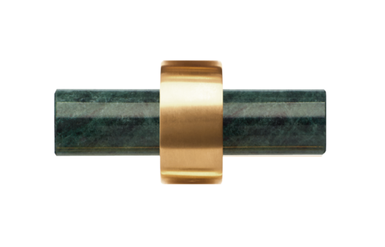 Brass and Marble Double Towel Hook in Gold matt and Green by Decor Walther from the Century series