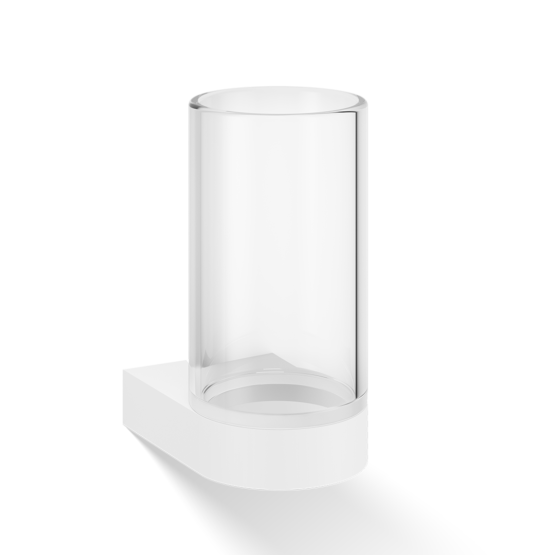 Brass and Crystal glass Wall Mounted Tumbler in White matt by Decor Walther from the Century series