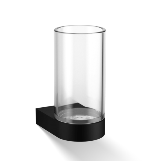 Brass and Crystal glass Wall Mounted Tumbler in Black matt by Decor Walther from the Century series