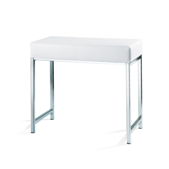 Bathroom Bench made of Brass and Imitation leather in Chrome and White by Decor Walther