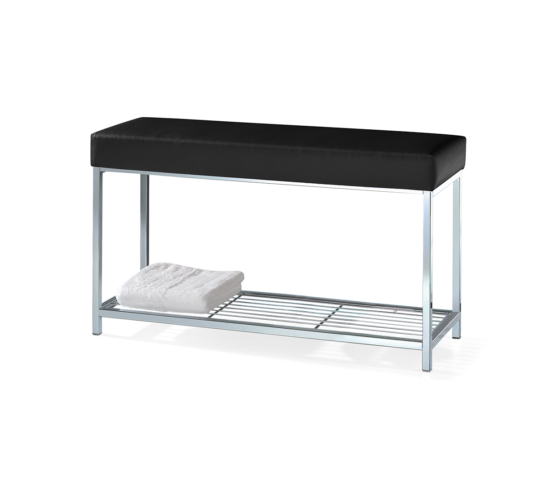 Bathroom Bench made of Brass and Imitation leather in Chrome and Black by Decor Walther