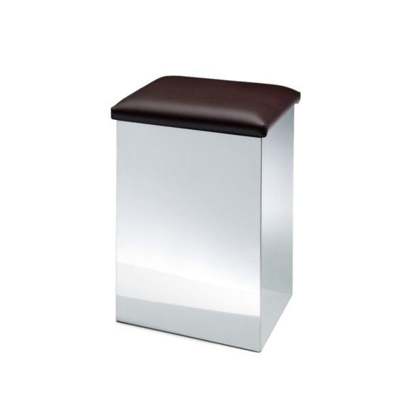 Laundry Stool made of Stainless steel and Imitation leather in Stainless steel polished and Dark-brown by Decor Walther