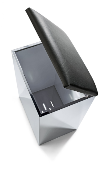 Laundry Stool made of Stainless steel and Imitation leather in Stainless steel polished and Black by Decor Walther