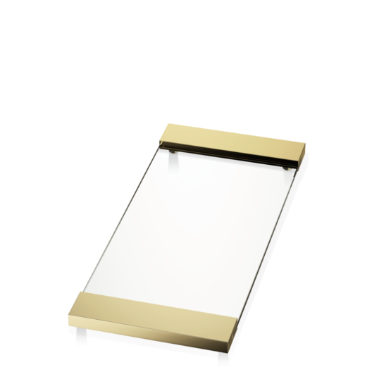 Tablett aus Messing und Klarglas in Gold von Decor Walther
