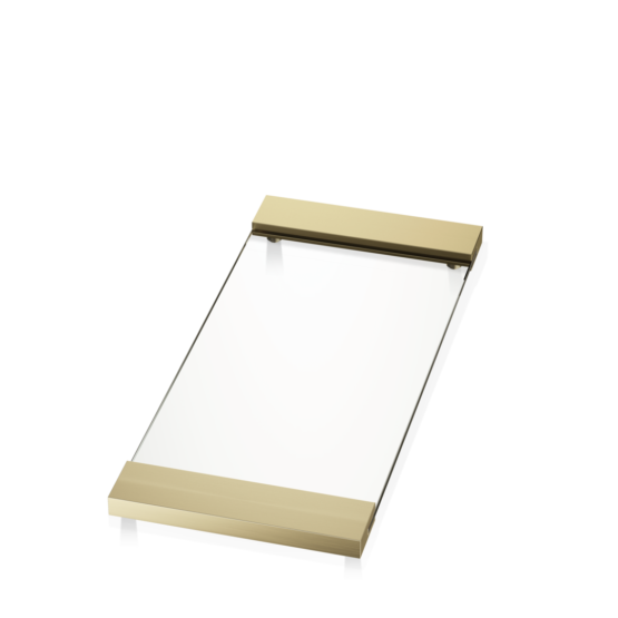 Tablett aus Messing und Klarglas in Gold matt von Decor Walther